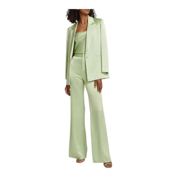 Alice + Olivia Denny Satin Crepe Blazer Jacket Green NWT Size 8 - Picture 1 of 16